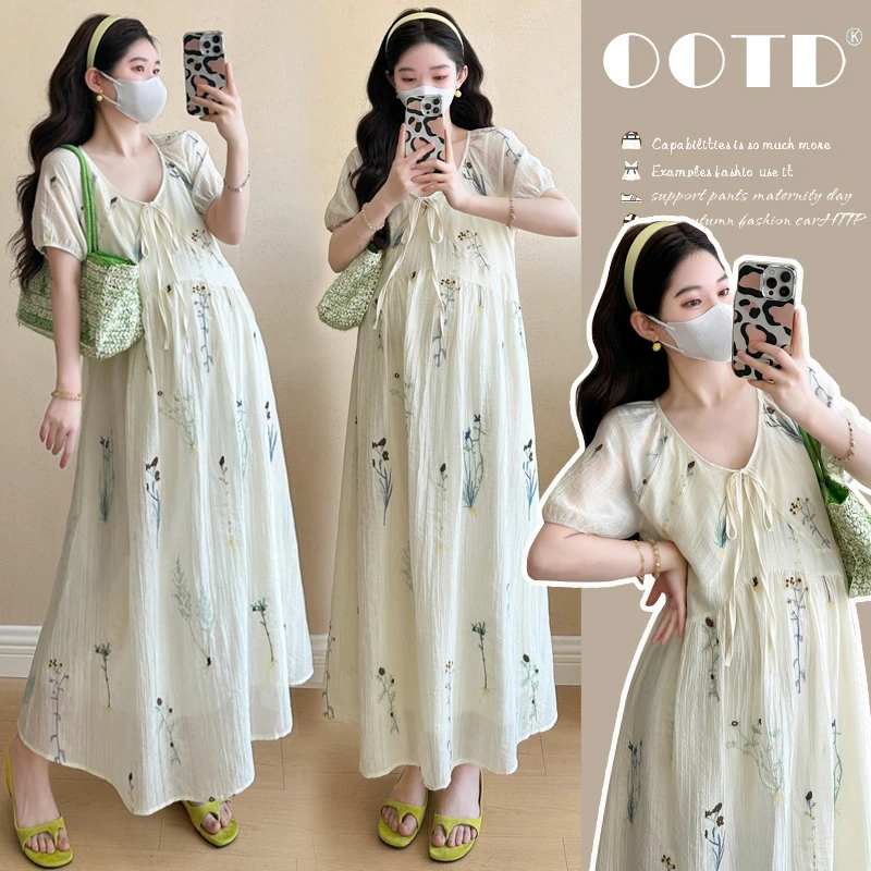 R533#3.30 2025夏季新款法式重工刺绣花朵气质显瘦减龄连衣裙