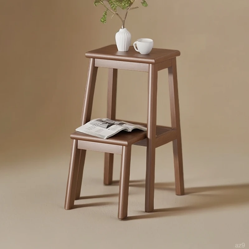 多功能二步客厅置物架全实木高凳梯凳两用厨房吧台凳稳步梯子登高