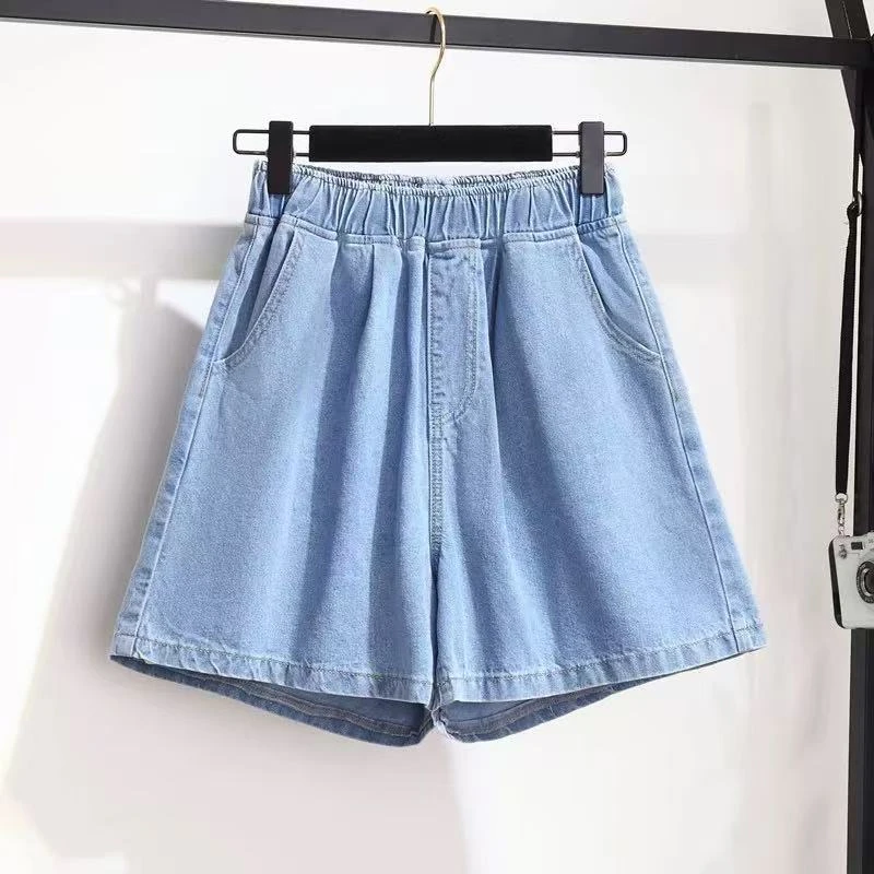 夏季新款牛仔短裤女松紧高腰a字阔腿短裤#2677