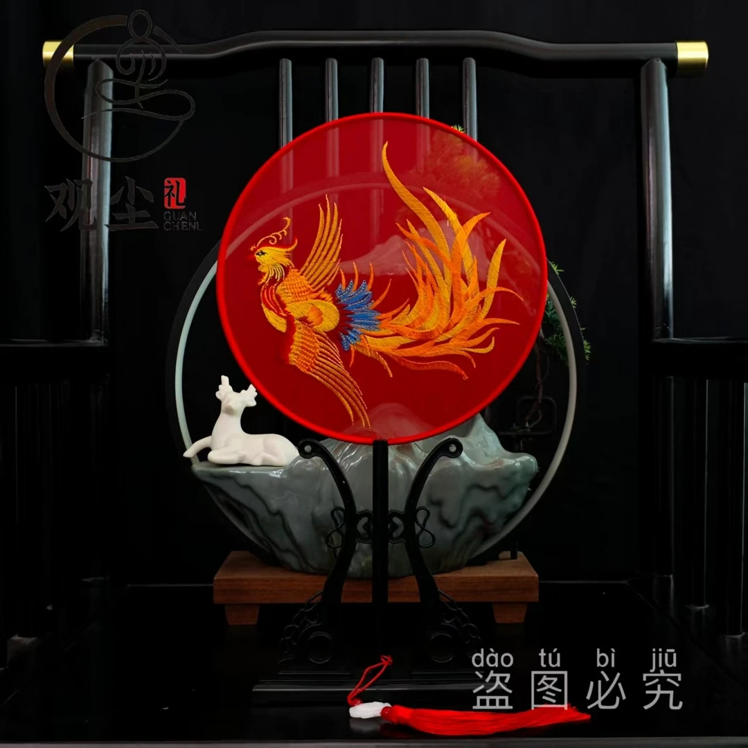 【红底火凤凰14】苏绣团扇古风刺绣扇子22
