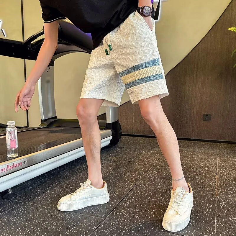 高级感短裤男休闲宽松潮牌夏季薄款中裤子拼接五分情侣外穿大裤衩