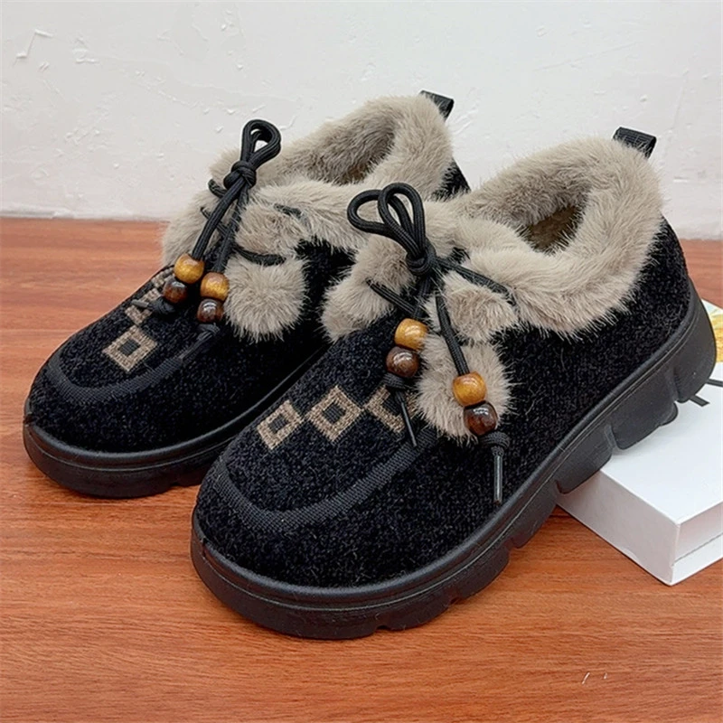 冬季加绒加厚保暖中老年棉鞋老北京布鞋女棉鞋软底舒适时尚妈妈鞋