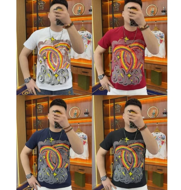 3233 彩虹半袖 潮服舒服品质图案风格潮流圆领高品质潮男