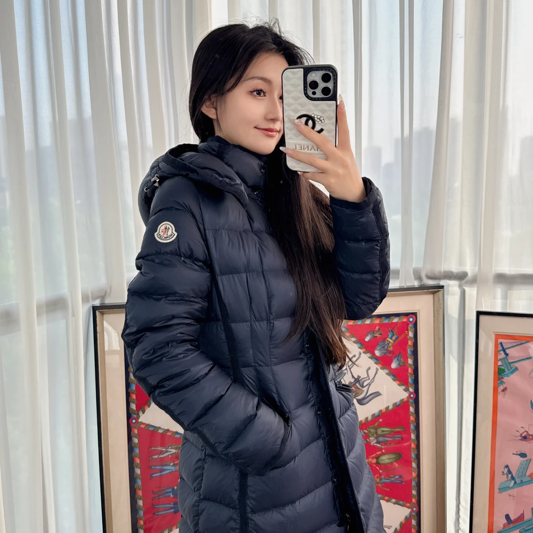 95新 MONCLER 麦殿/中长款羽绒服带帽深0码/250527VRSSL06