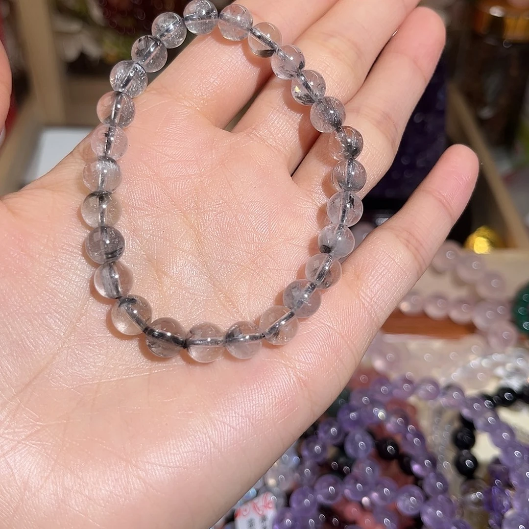 烟晶手链未镶嵌池*黑银钛813