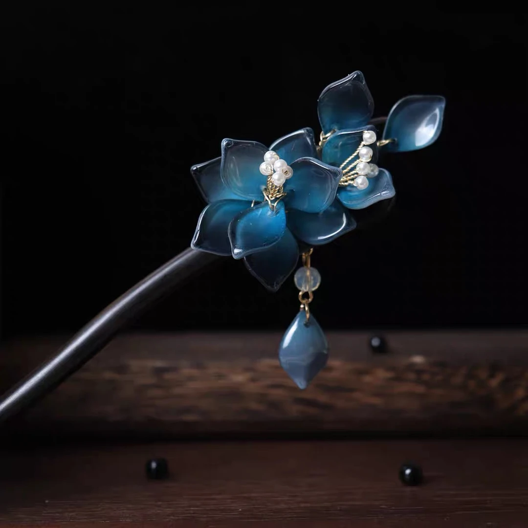 紫光黑檀木发簪古典日韩中性简约手工发簪子旗袍古风