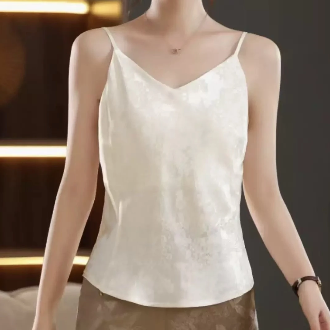 【梅梅真丝】新中式 小吊带 提花吊带背心461