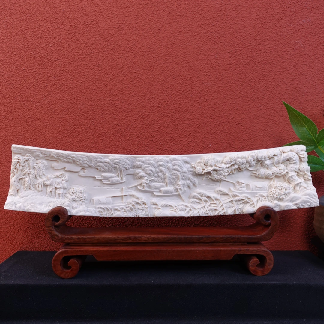 曹海姣(省大) 猛犸牙渔乐图摆件 ZL045