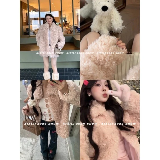 粉色现货！XIXILI“真真正正的顽童2.0版”敲洋气！时髦毛毛外套