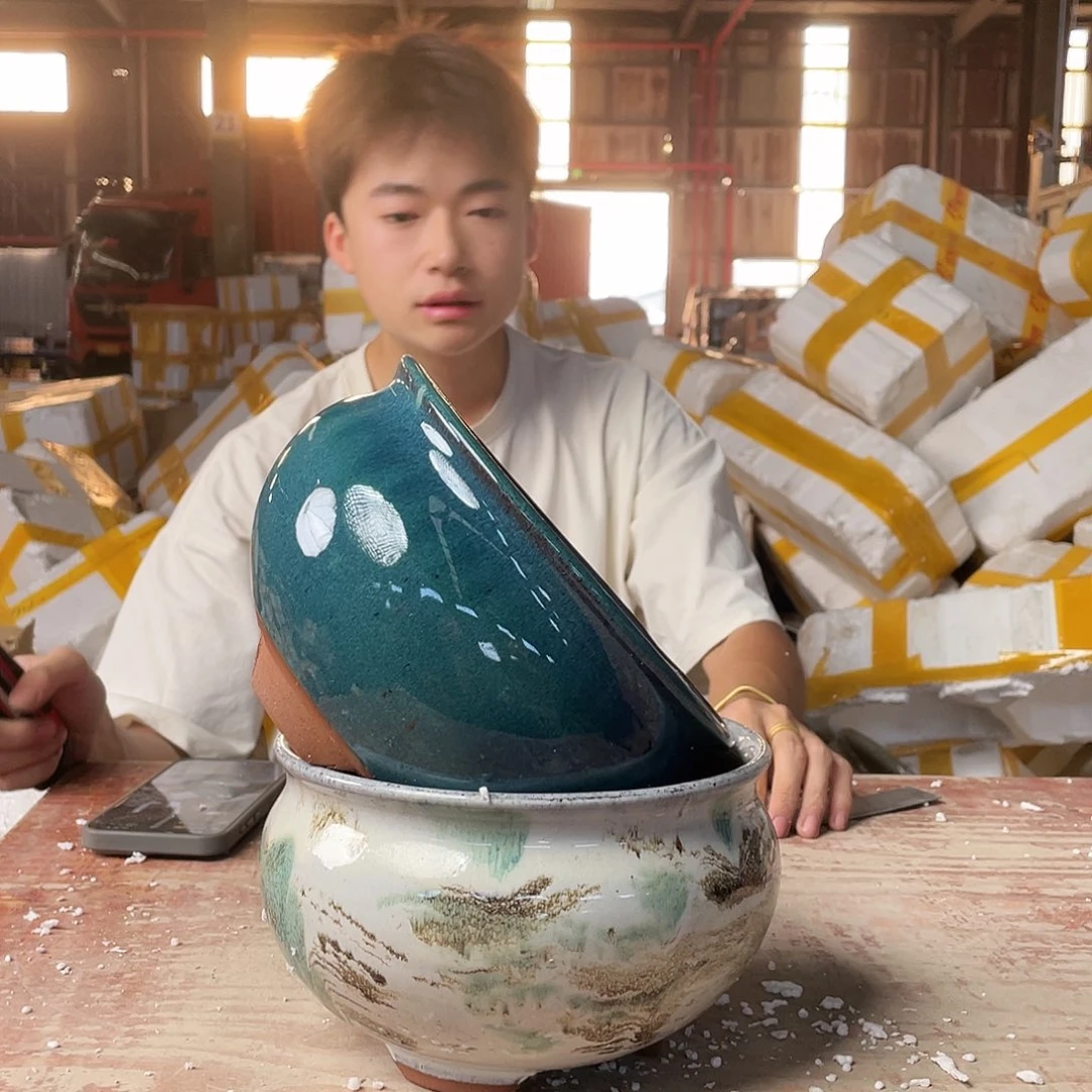 宜兴紫砂粗陶花盆