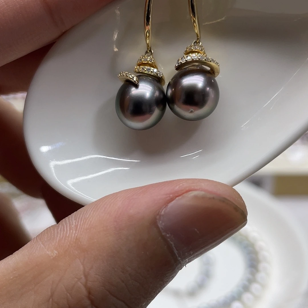 银S925镶嵌海水珍珠耳饰
