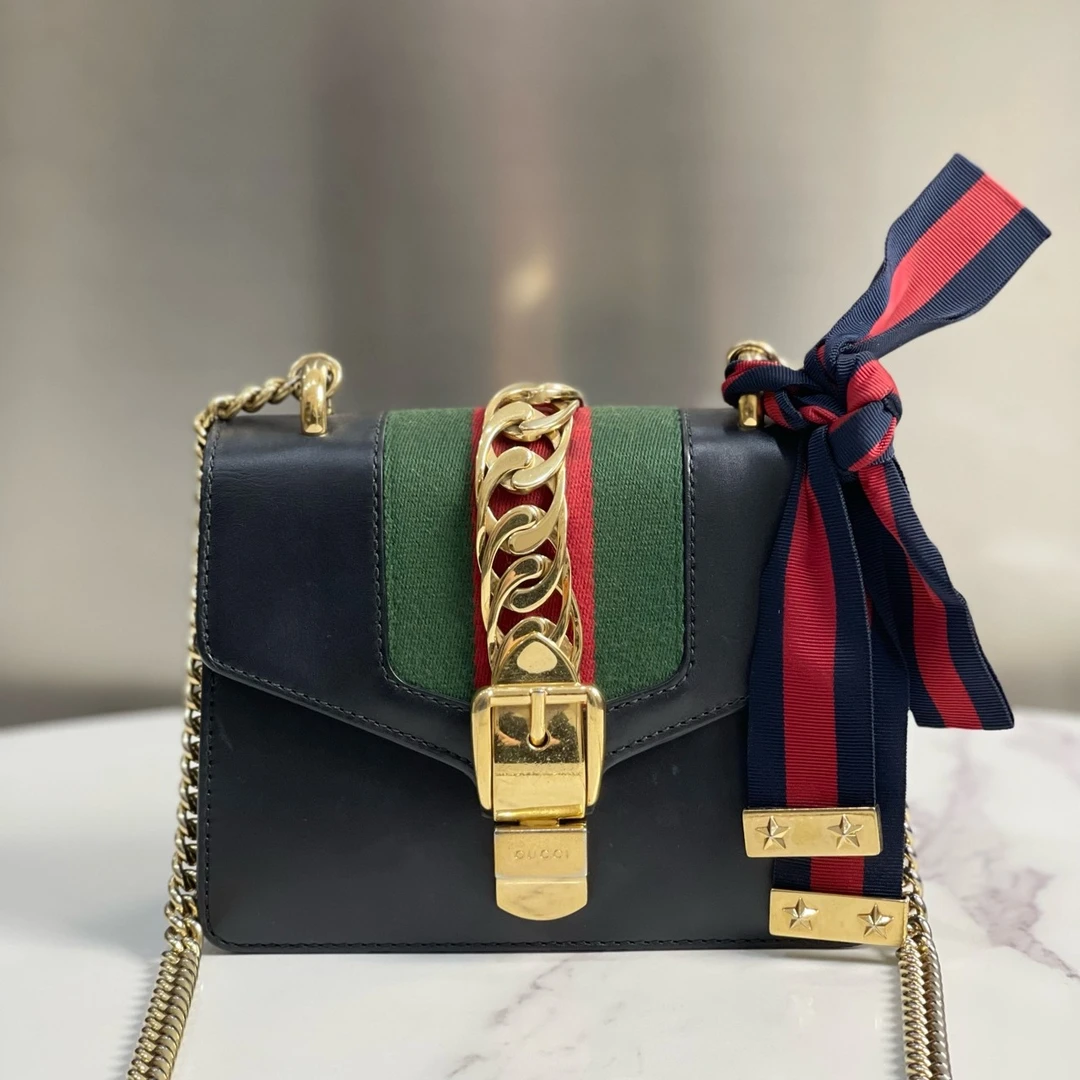 95新 GUCCI/古驰 Sylvie 金扣尺寸19×14小号12466203