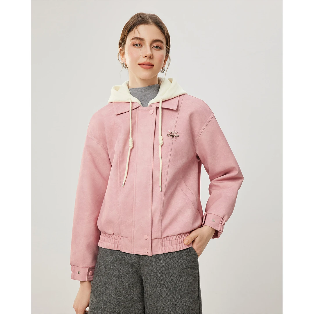 IEF/爱依服2025冬季新款美式甜酷个性休闲风百搭宽松亮面皮外套