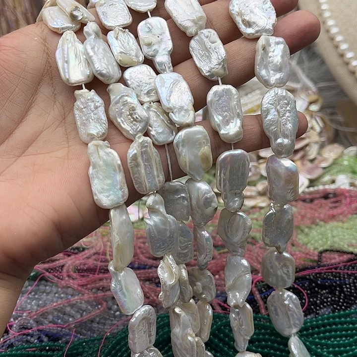 未镶嵌玛瑙/玉髓珠宝半成品一条长方片巴洛克珍珠有瑕