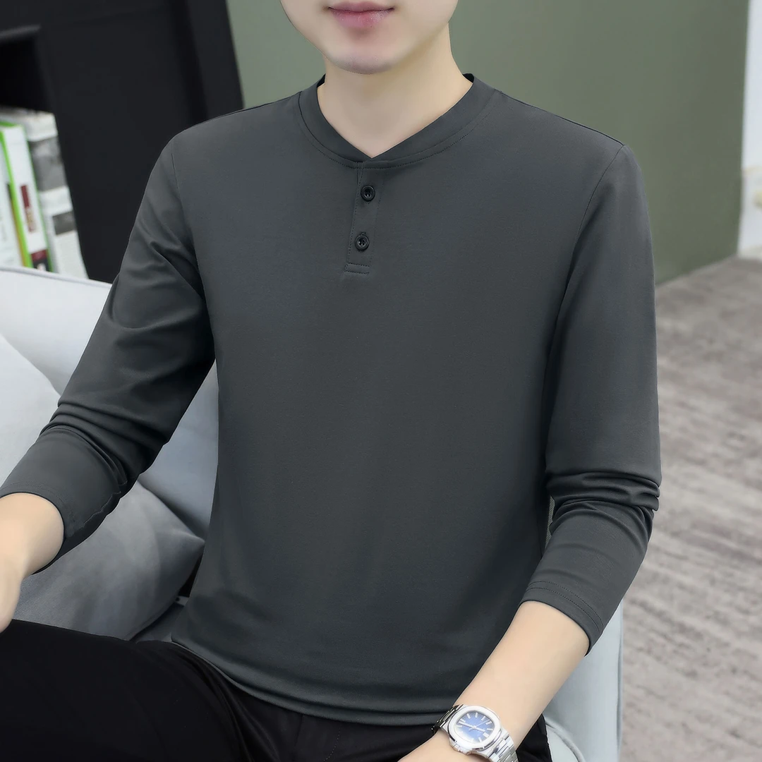 2025新款秋季男士长袖T恤男装衣服男上衣男生白色秋衣纯棉打底衫