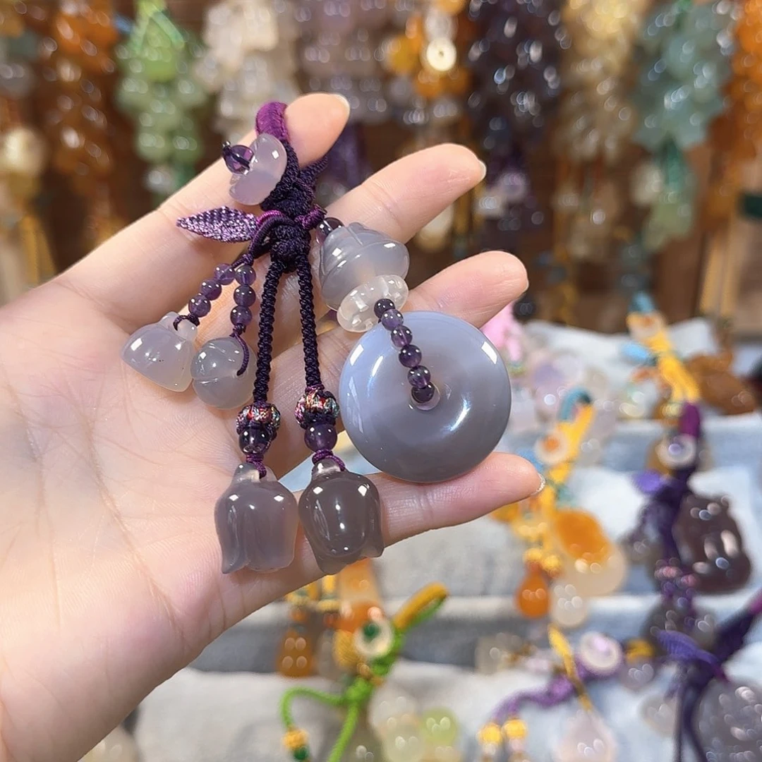 玛瑙/玉髓钥匙挂件未镶嵌