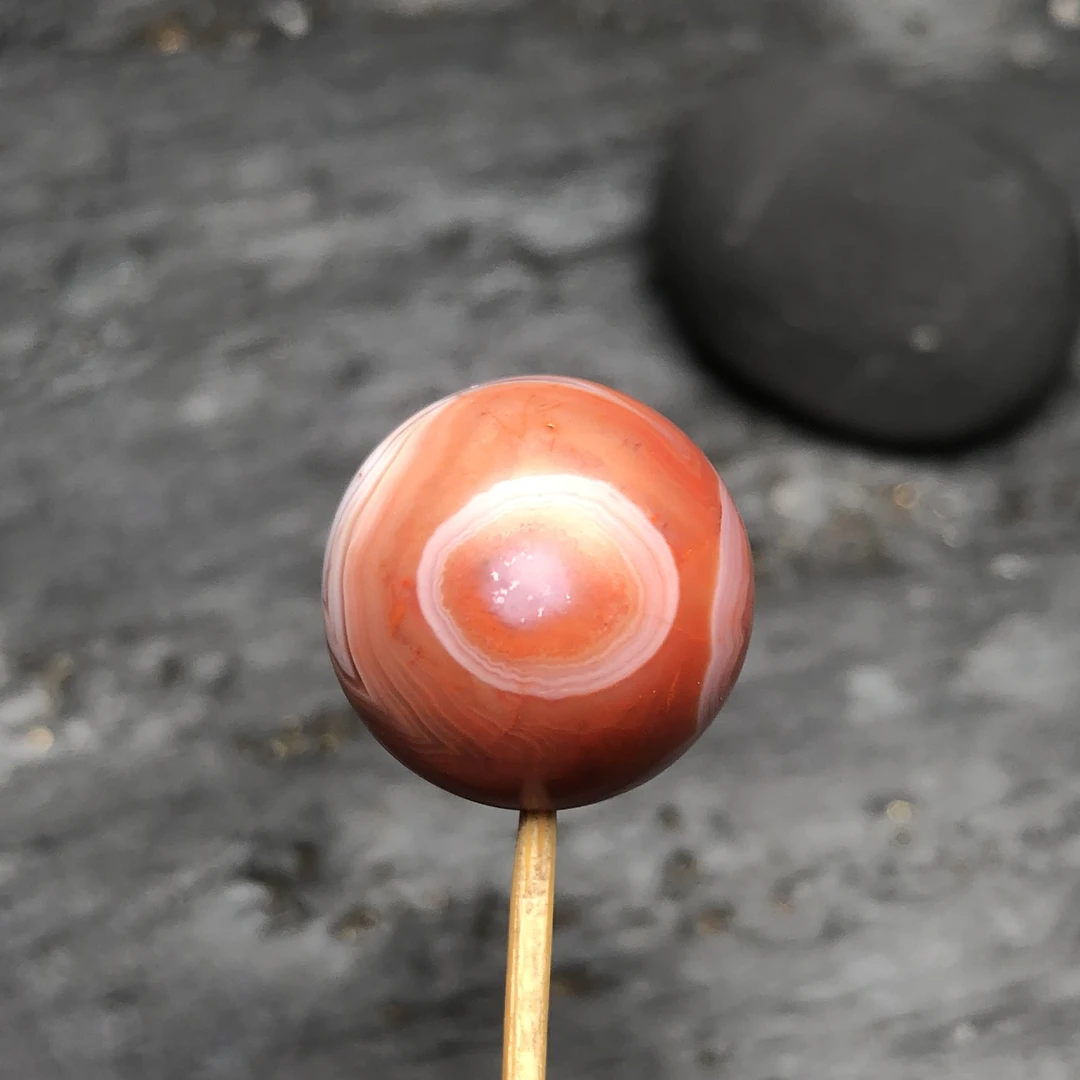 川料南红玛瑙手工打磨珠子16.5尺寸毫米，无裂