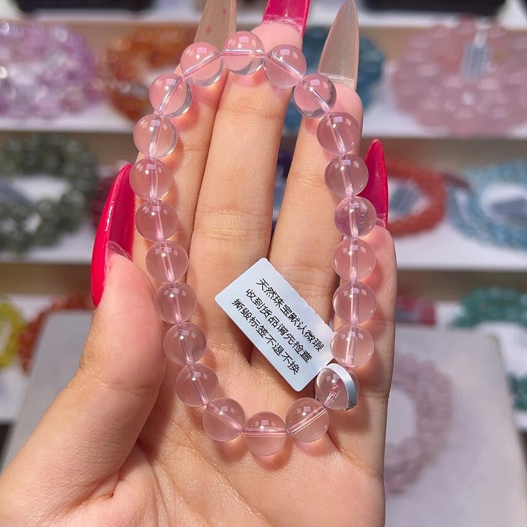 手串未镶嵌水晶姜*乔天花板圣罗兰粉晶8.5mm