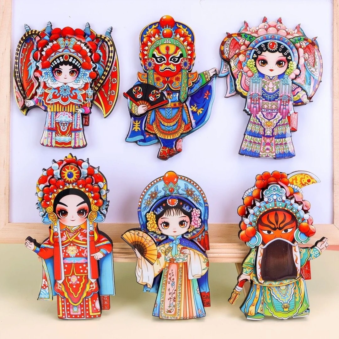 木质京剧脸谱冰箱贴中国风磁贴穆桂英关羽杨贵妃文创礼品