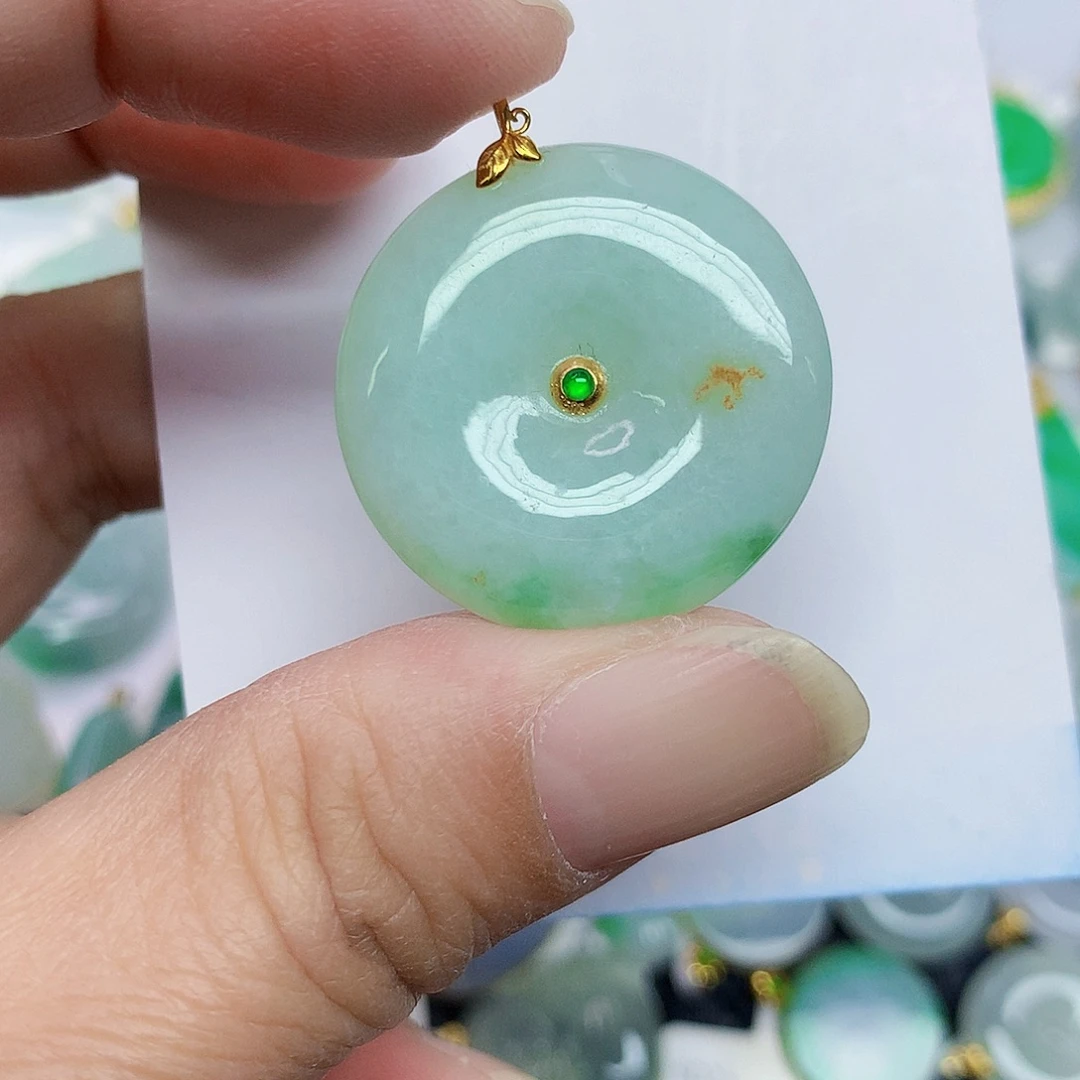 翡翠18K金镶嵌颈饰46788