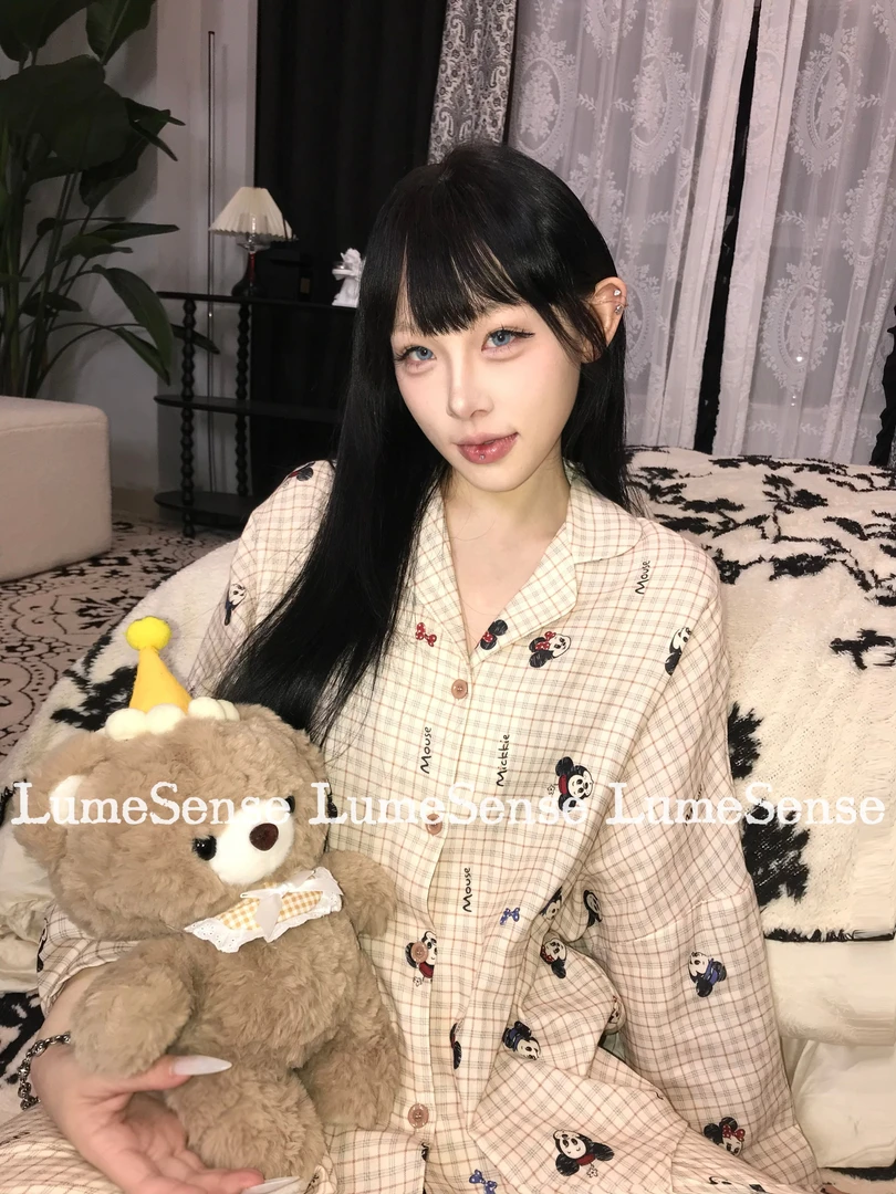 【Miss Trouble】小众衬衫领长袖透气两件套睡衣纯棉时尚冬季家居服