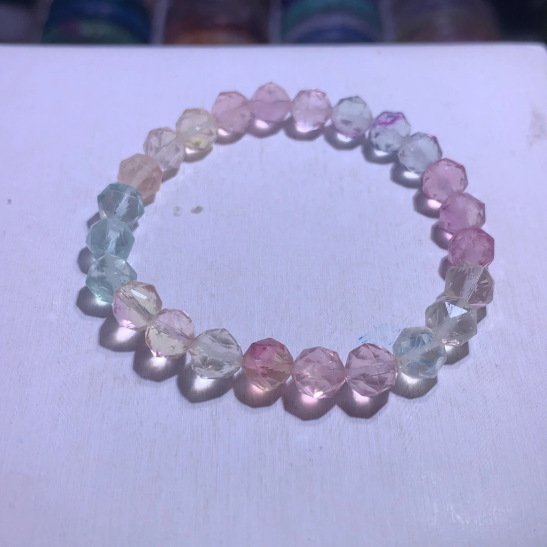 手串银S925镶嵌水晶萤石切面7.4m8