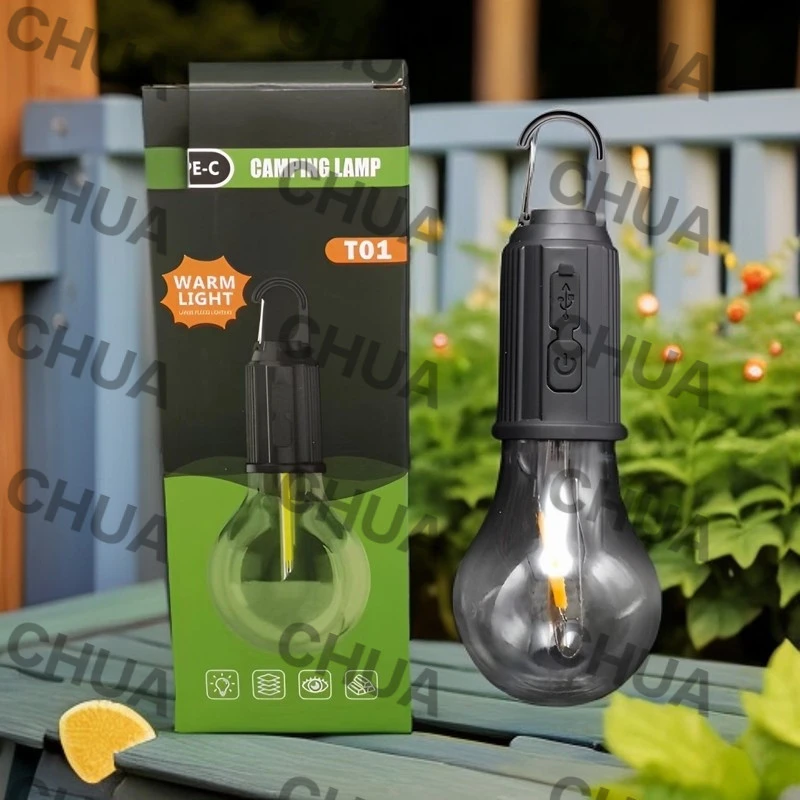 【太阳能充电款】高品质户外挂钩充电太阳能照明灯泡三档亮度可调节