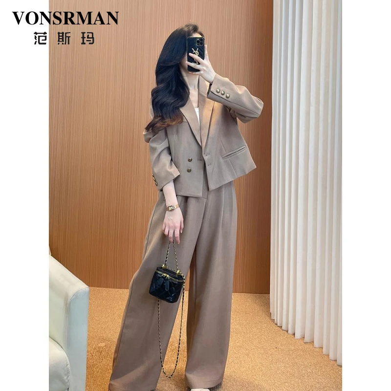西装套装女士2025新款正流行爆款休闲阔腿裤秋季穿搭一整套潮气质