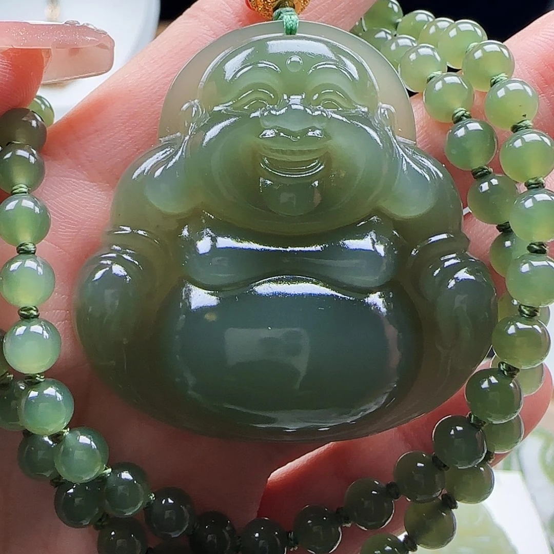 和田玉足金镶嵌颈饰50