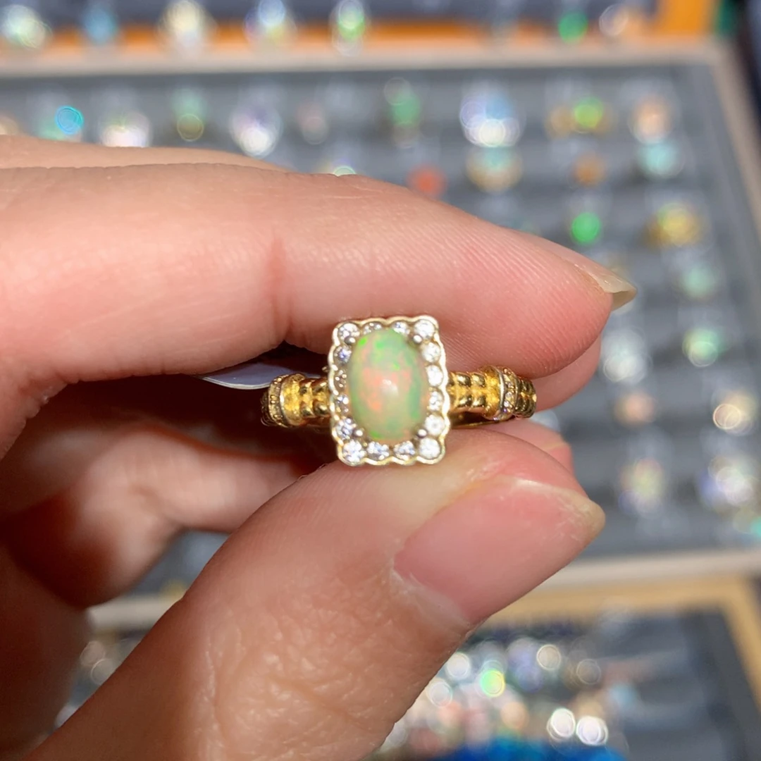 银S925镶嵌欧泊欧泊戒指y