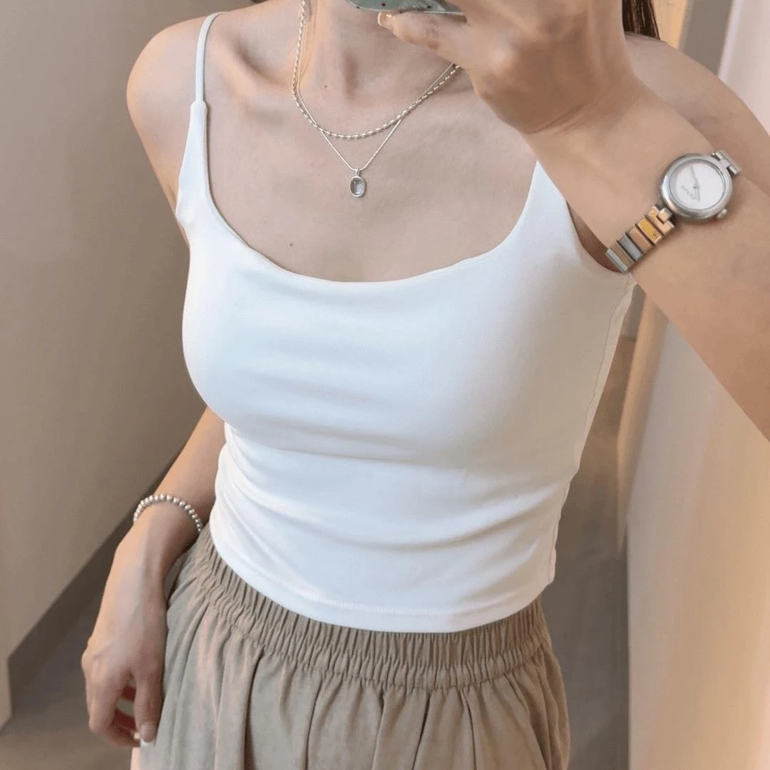 辣妹春夏季新款吊带背心女时尚简约纯色修身显瘦打底上衣