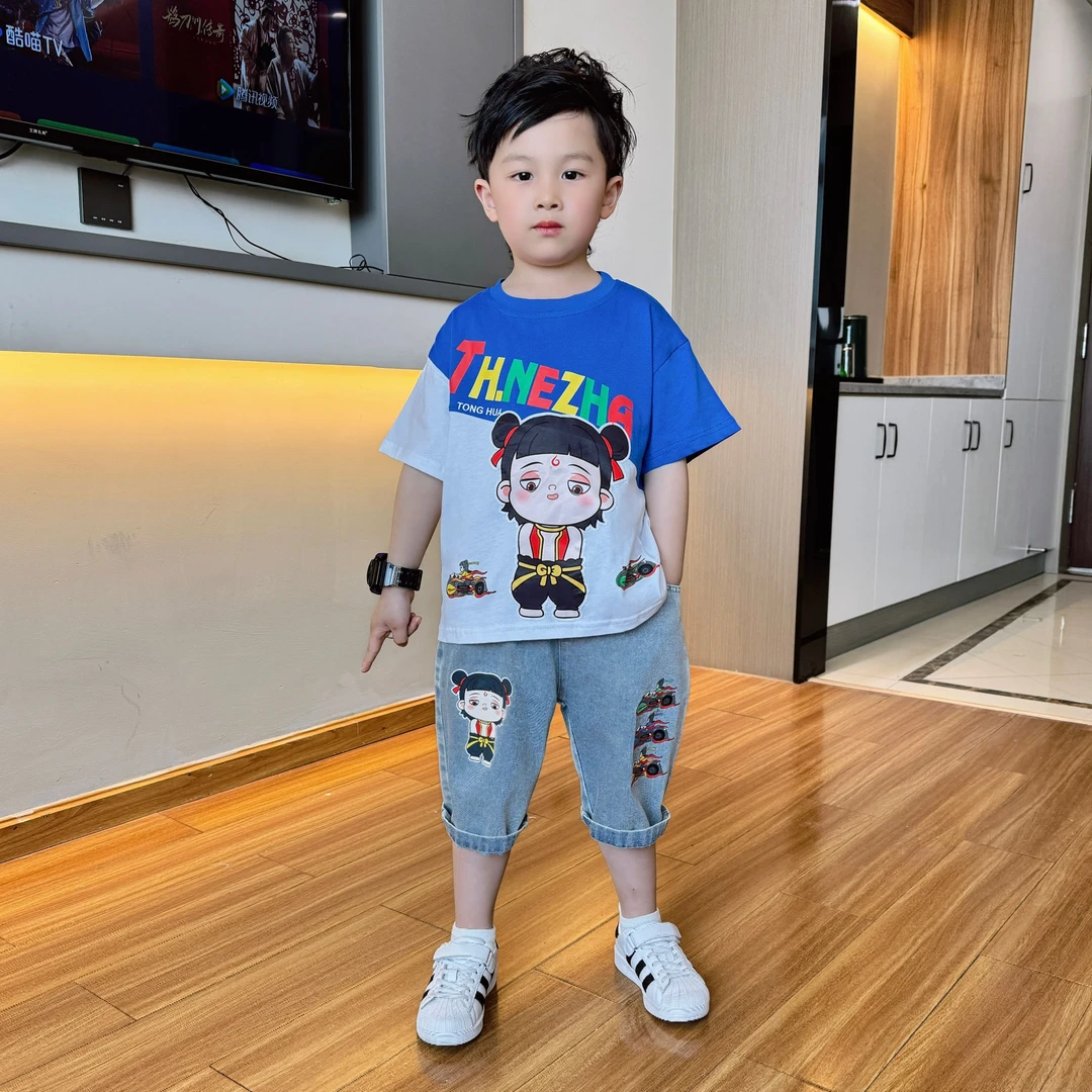 男童装夏装短袖套装儿童2025新款痞帅两件套夏季男孩哪吒衣服