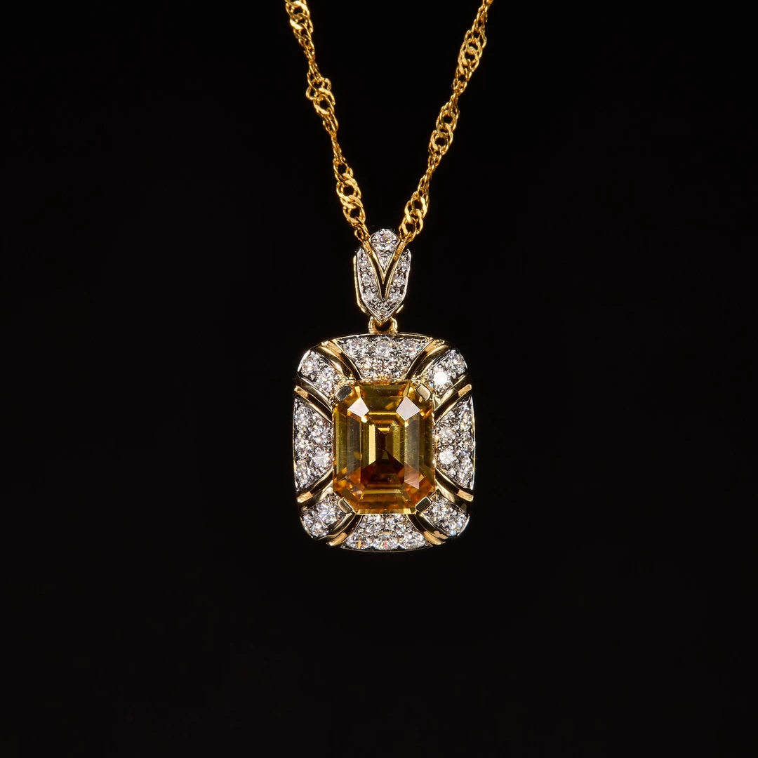 如苑珠宝18K金黄蓝宝吊坠/2.04ct/GUILD/金黄