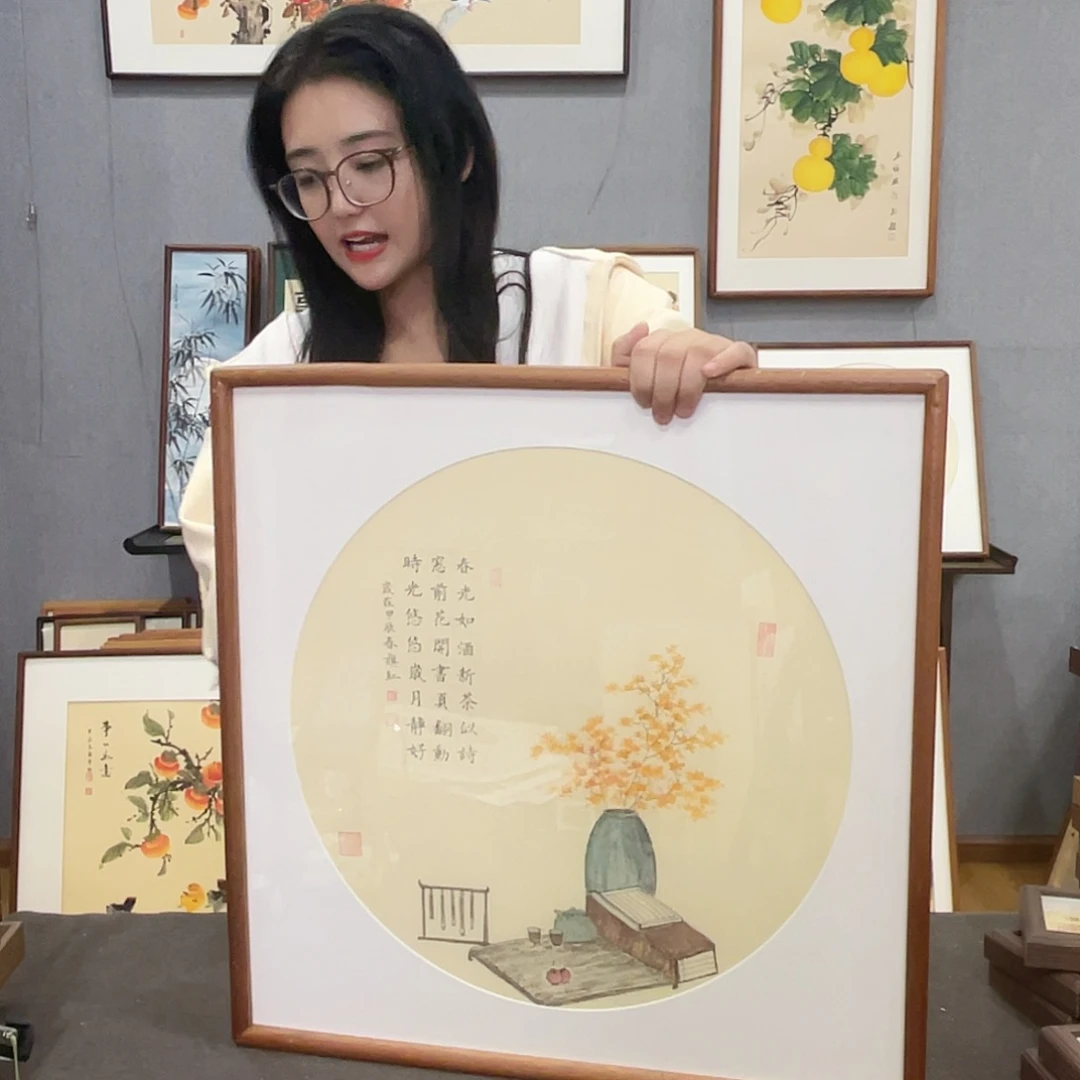 书法手绘带框尺寸：53*53