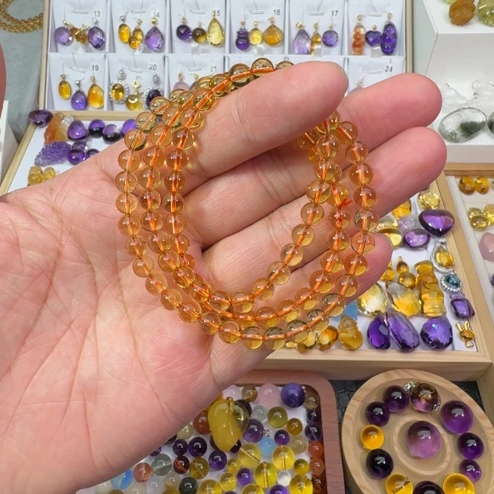 黄晶手串未镶嵌多圈