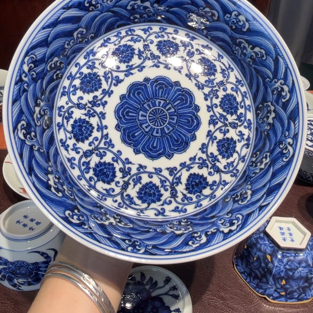 青花雯华堂手绘壶承