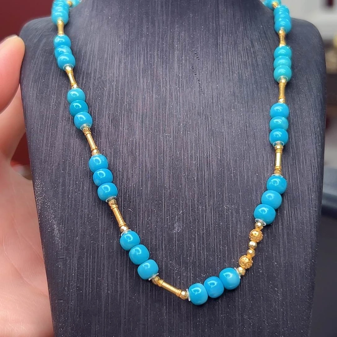 绿松石珠宝奇石18K金镶嵌