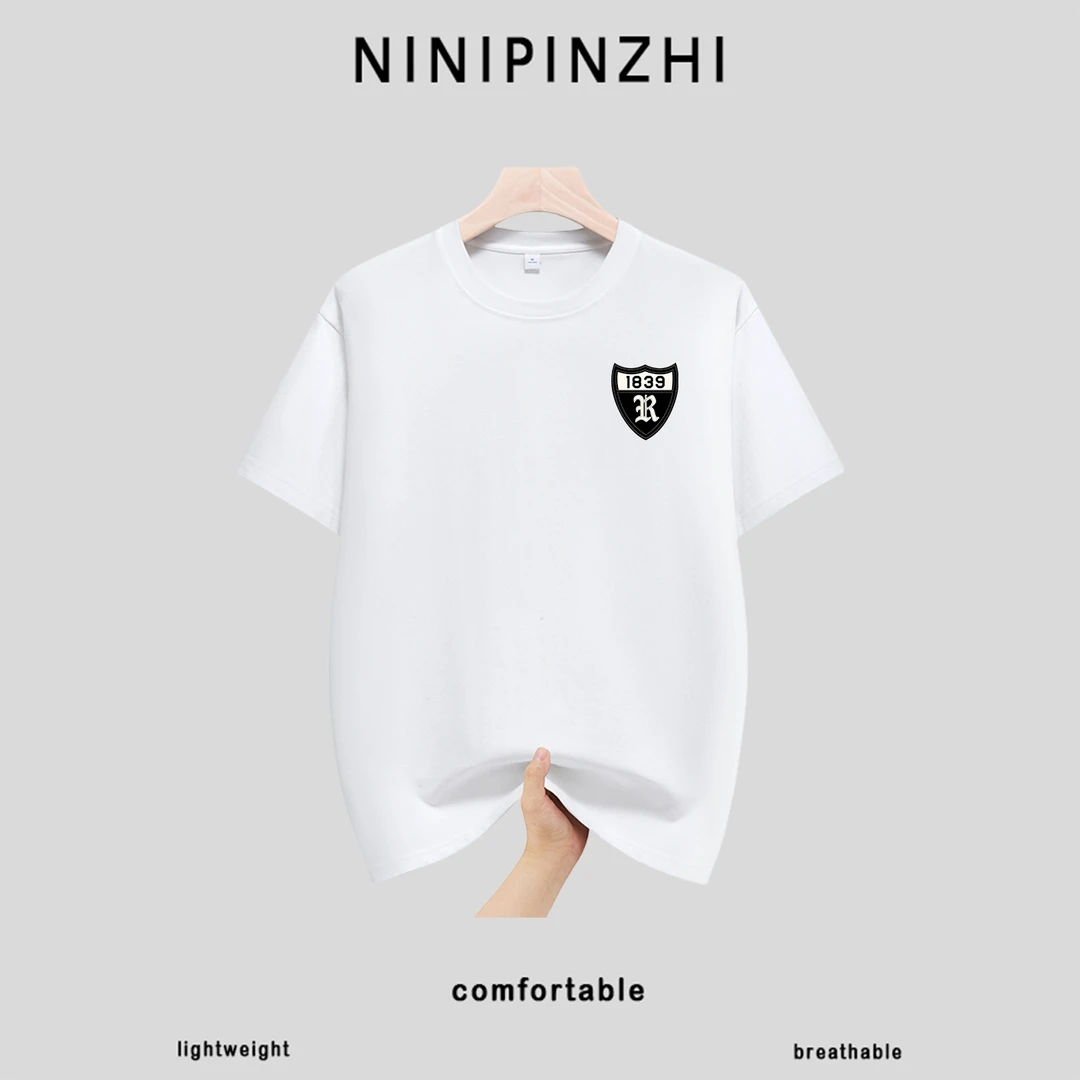 7A抗菌 重磅100%纯棉短袖T恤男女百搭打底衫圆领印花半袖7935