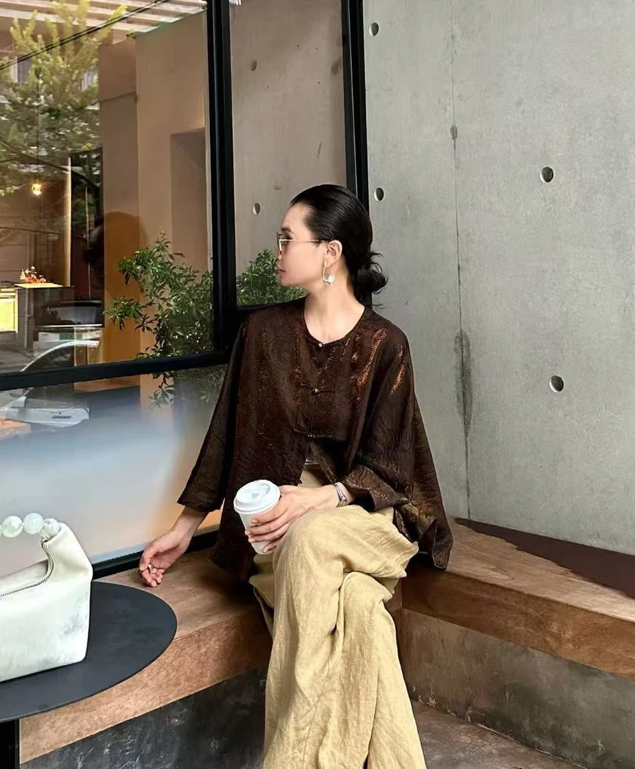 迷香--新中式春款小众设计时尚百搭长袖休闲国风宽松圆领外套