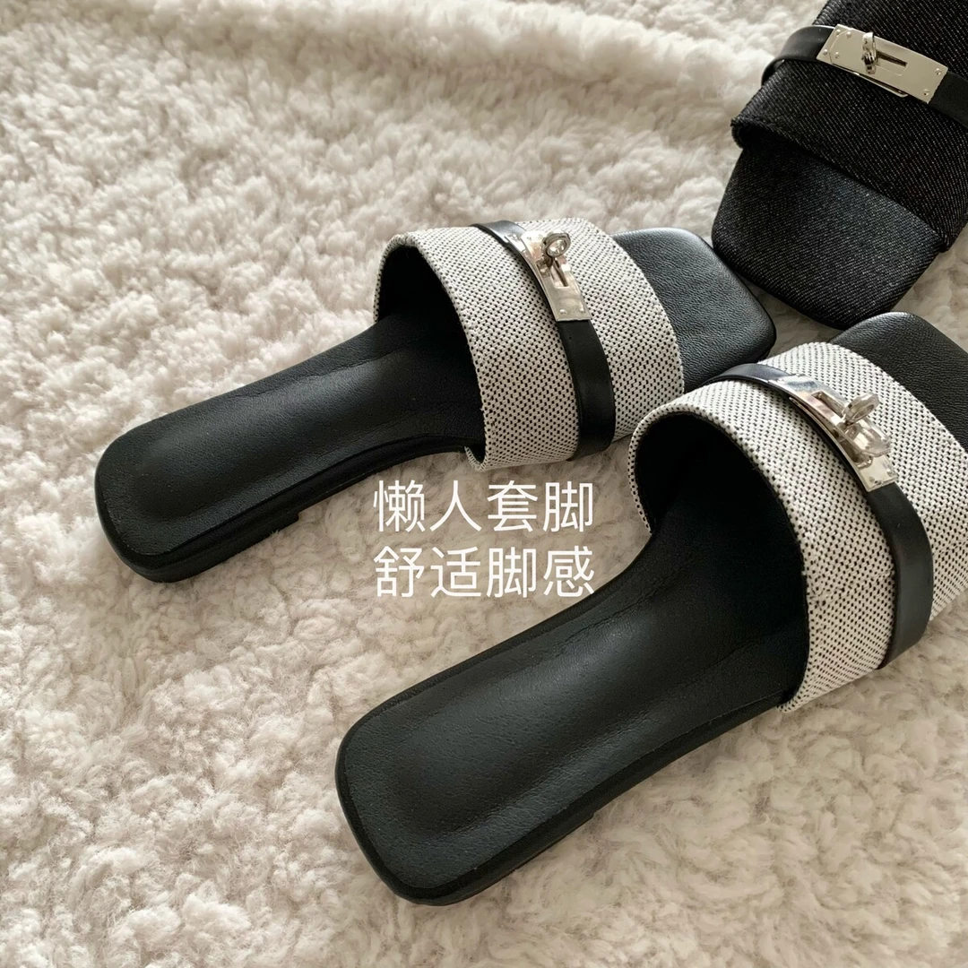 养马种草~INS欣欣子同款方头一字拖女外穿夏季沙滩凉拖鞋2025新款