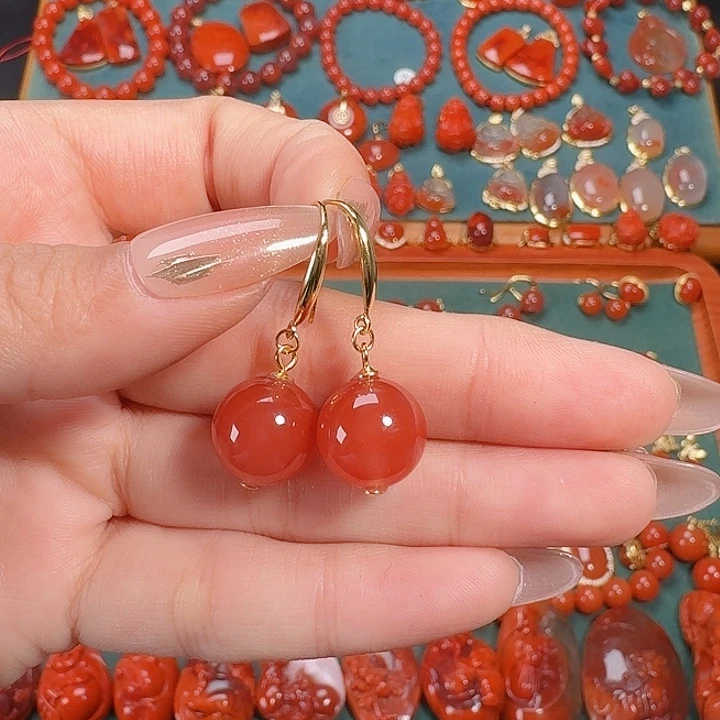 南红玛瑙银S925镶嵌12+