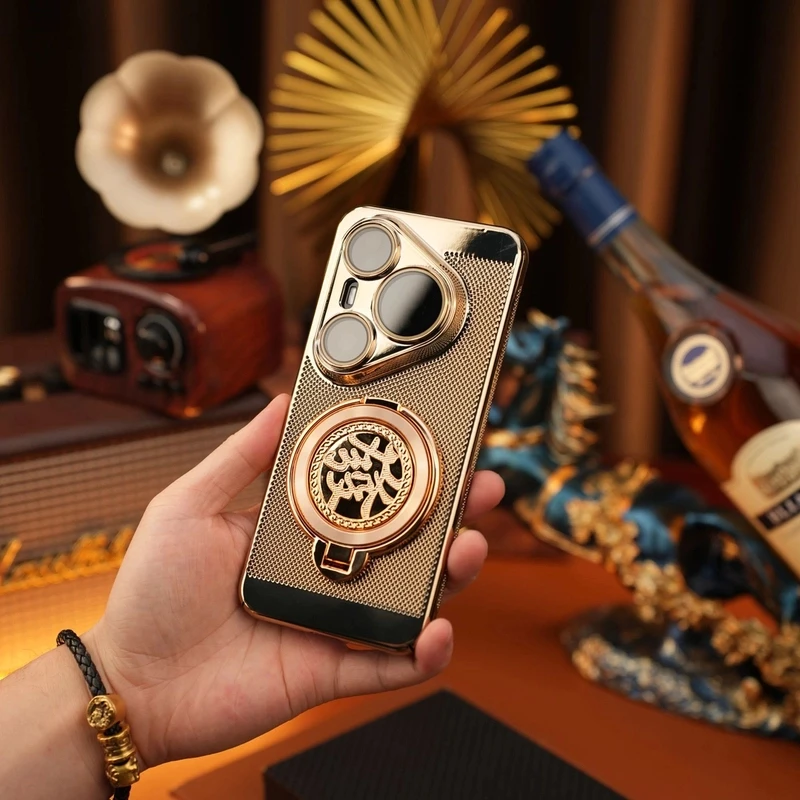 高档电镀散热裸机感适用华为Pura80/80pro超薄网格镜头全包支架壳