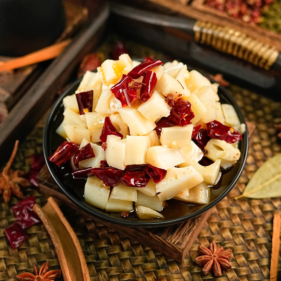 重庆特产麻辣小吃三校豆皮脆脆藕丁250g/袋即食零食严选天然素菜