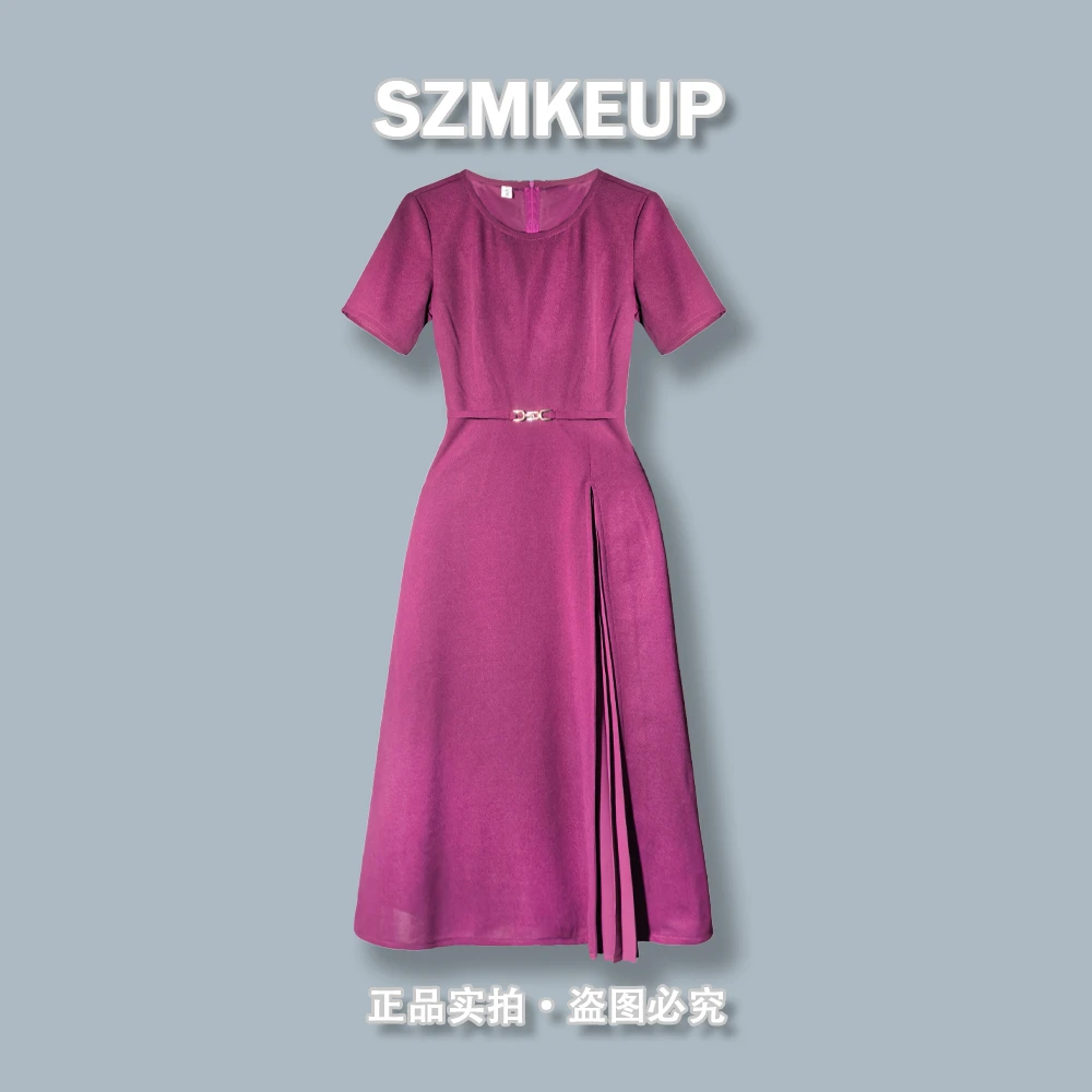 时尚连衣裙女设计感2025夏季新款气质中长款显瘦拼接连衣裙P615
