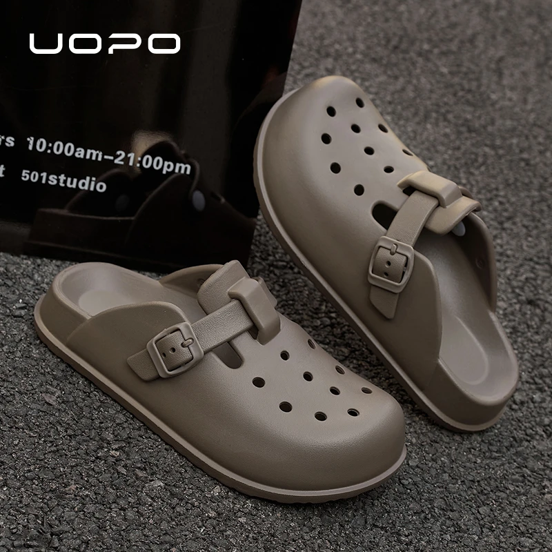 攸朴EVA防滑洞洞鞋女夏季新款透气软底时尚休闲防臭海边勃肯拖鞋