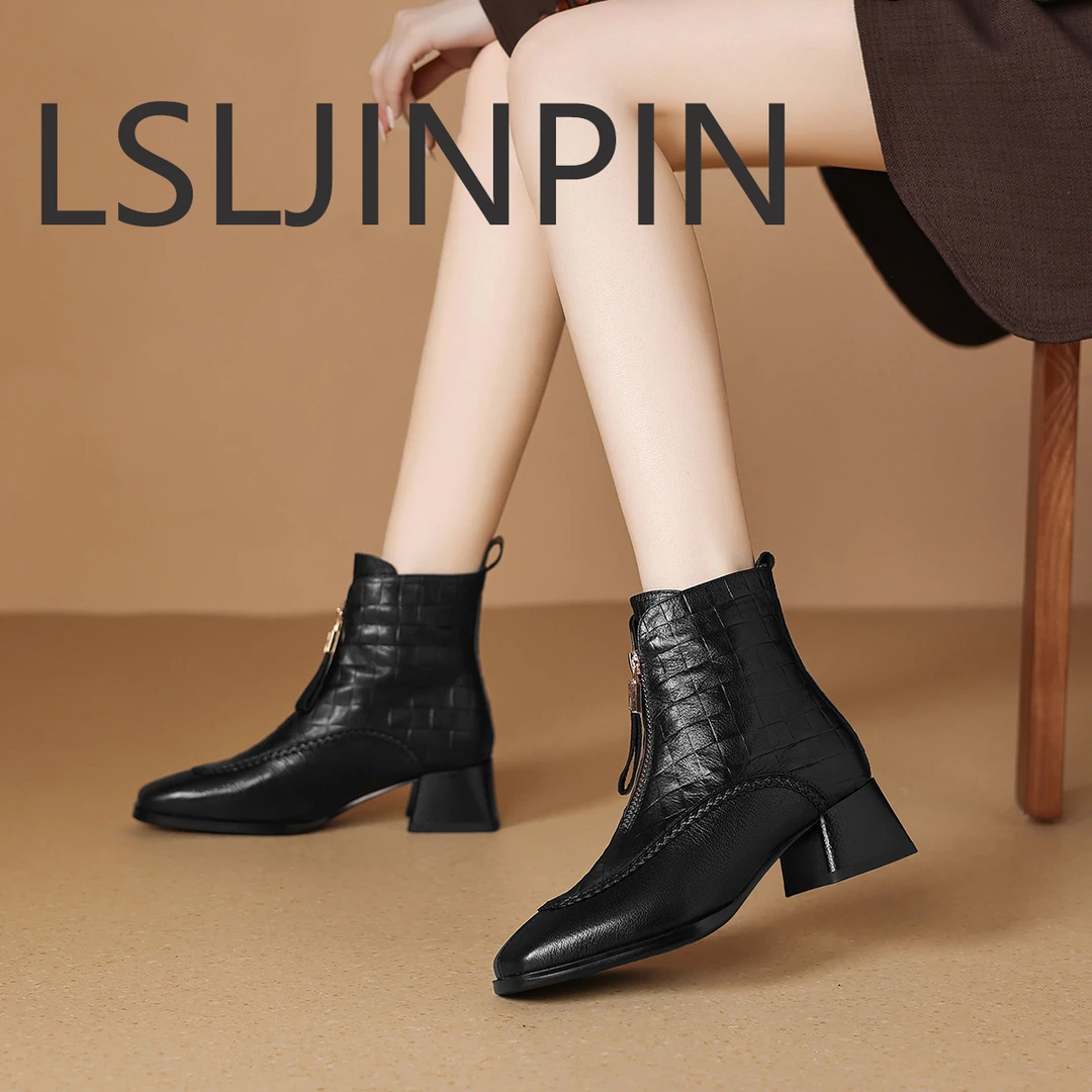 2025年新款欧美高级感时尚气质粗跟加绒舒适尖头气质靴子0936