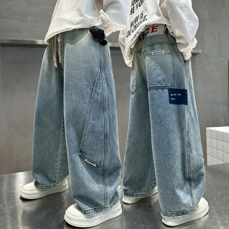 男童潮流牛仔裤子长裤2025新款中大童男孩春秋款痞帅春季休闲风潮