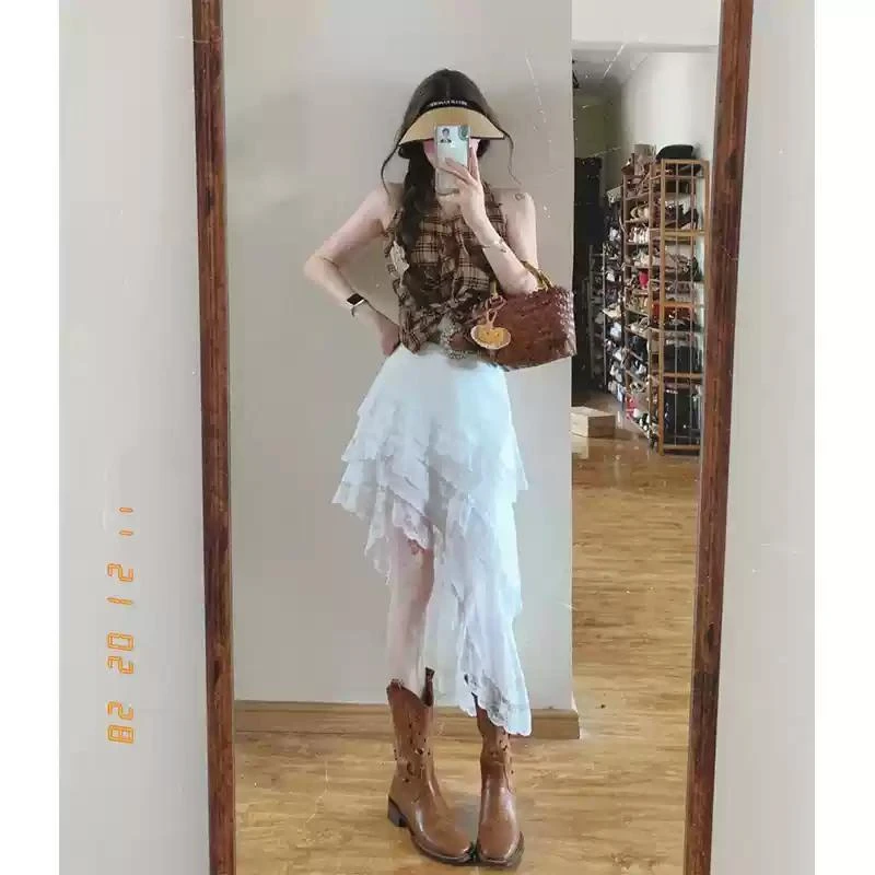 独特绝美温柔小众不撞款半身裙女夏季新款高腰显瘦蕾丝花边中长裙