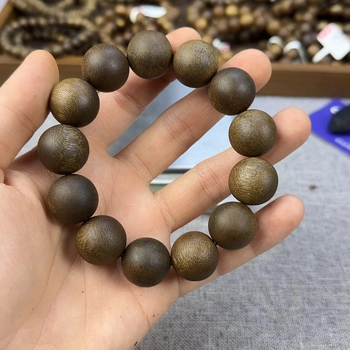 手串沉香18圆珠沉水浮国香白棋