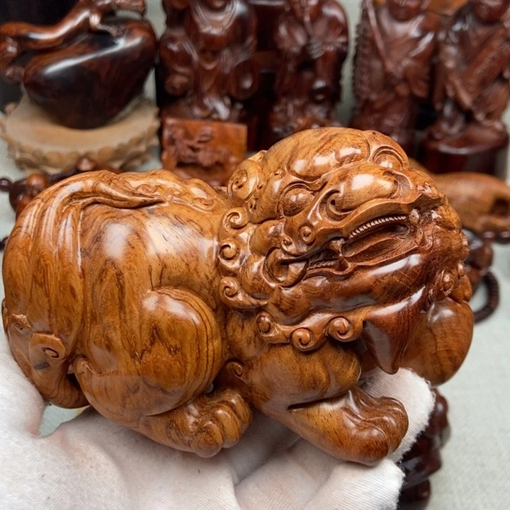 花梨木类端景台用****4狮子235克